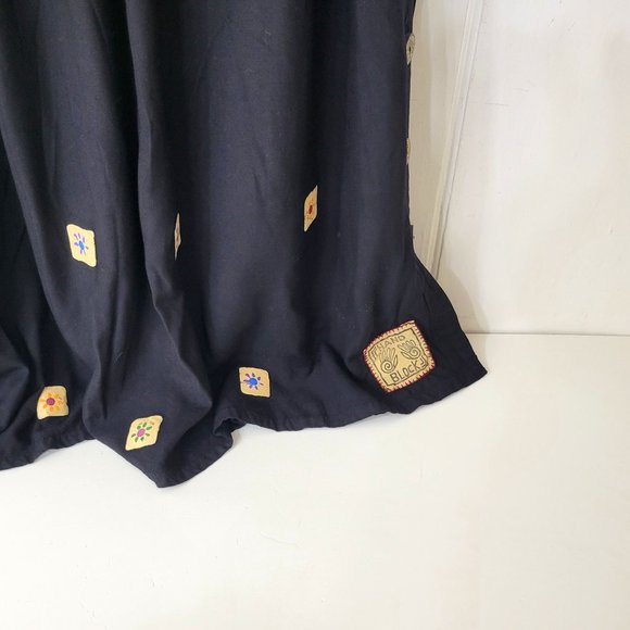 Hand Block Art To Wear Printed and Embroidered Rayon Dress Vintage 1990s - Picture 5 of 7